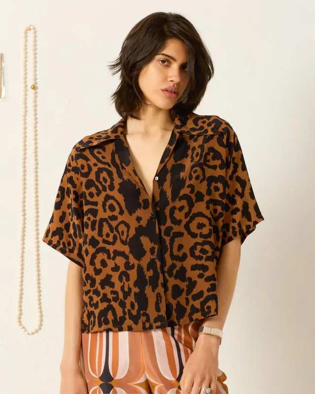 Stevie Leopard Silk Shirt made by Alix of Bohemia