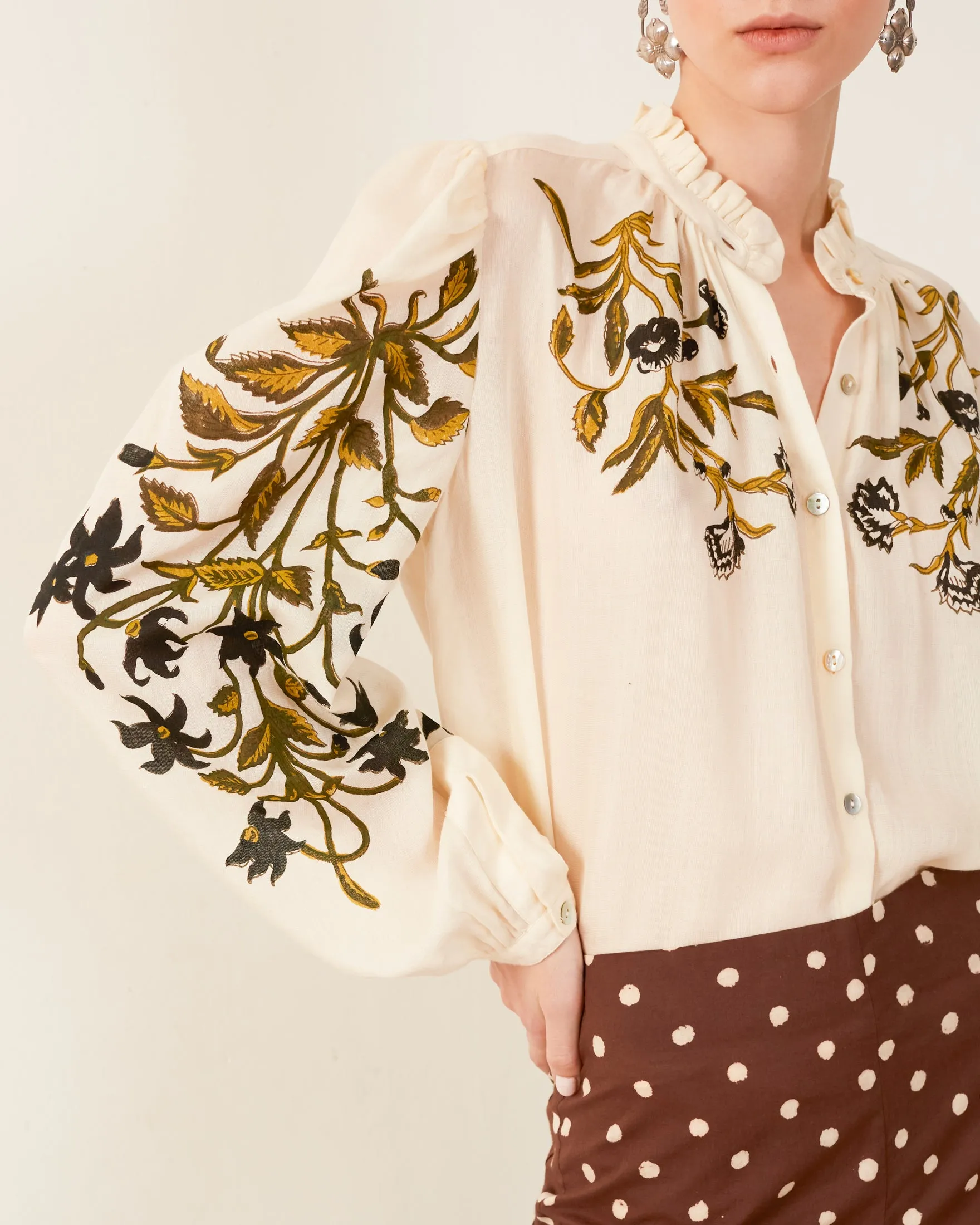 Annabel Olive Lily Valley Shirt sold by Alix of Bohemia product image thumbnail 5
