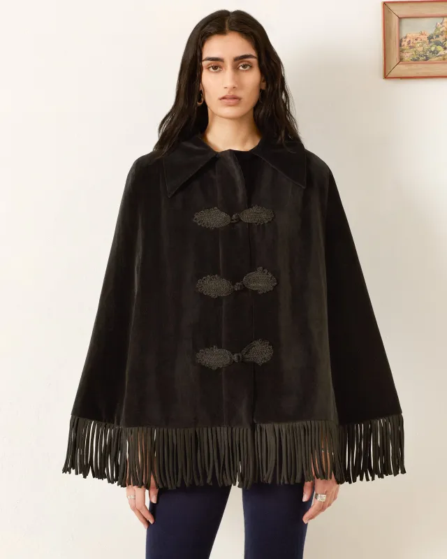 Kensington Onyx Fringe Cape made by Alix of Bohemia