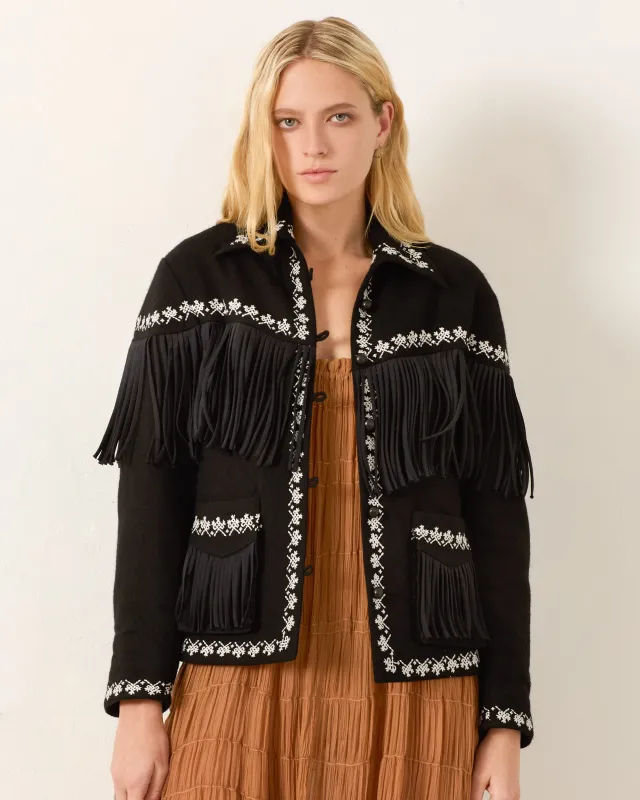 Jude Raven Fringe Jacket sold by Alix of Bohemia