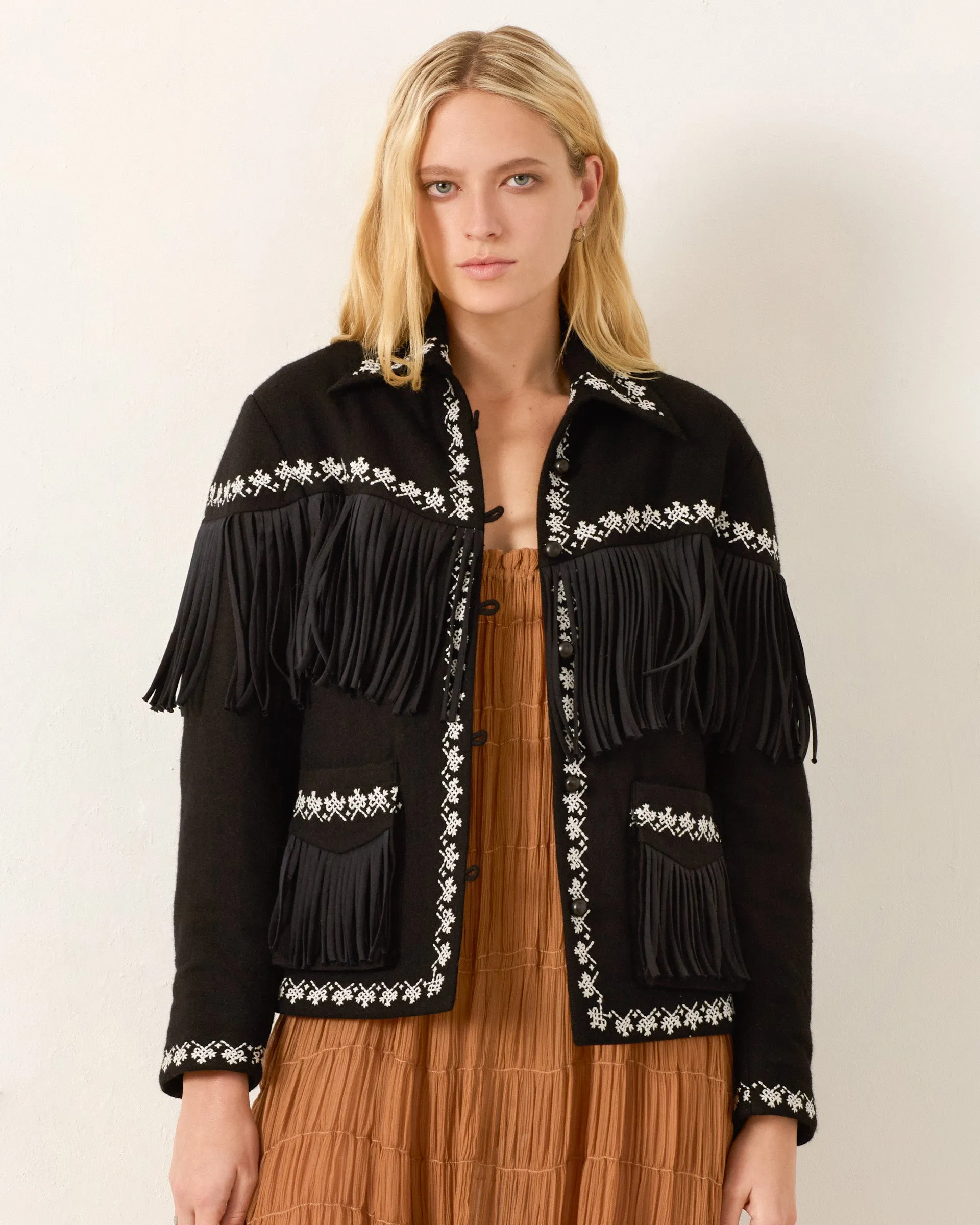 Jude Raven Fringe Jacket sold by Alix of Bohemia