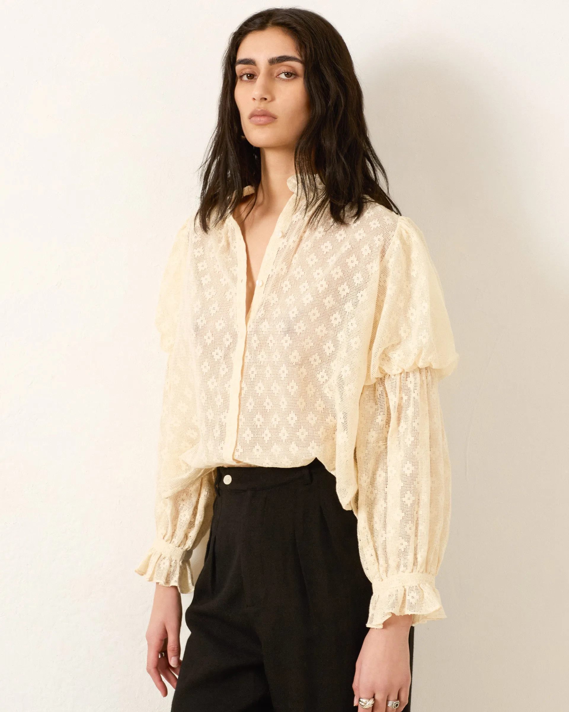 Mazie Antique Bone Lace Shirt sold by Alix of Bohemia product image thumbnail 3