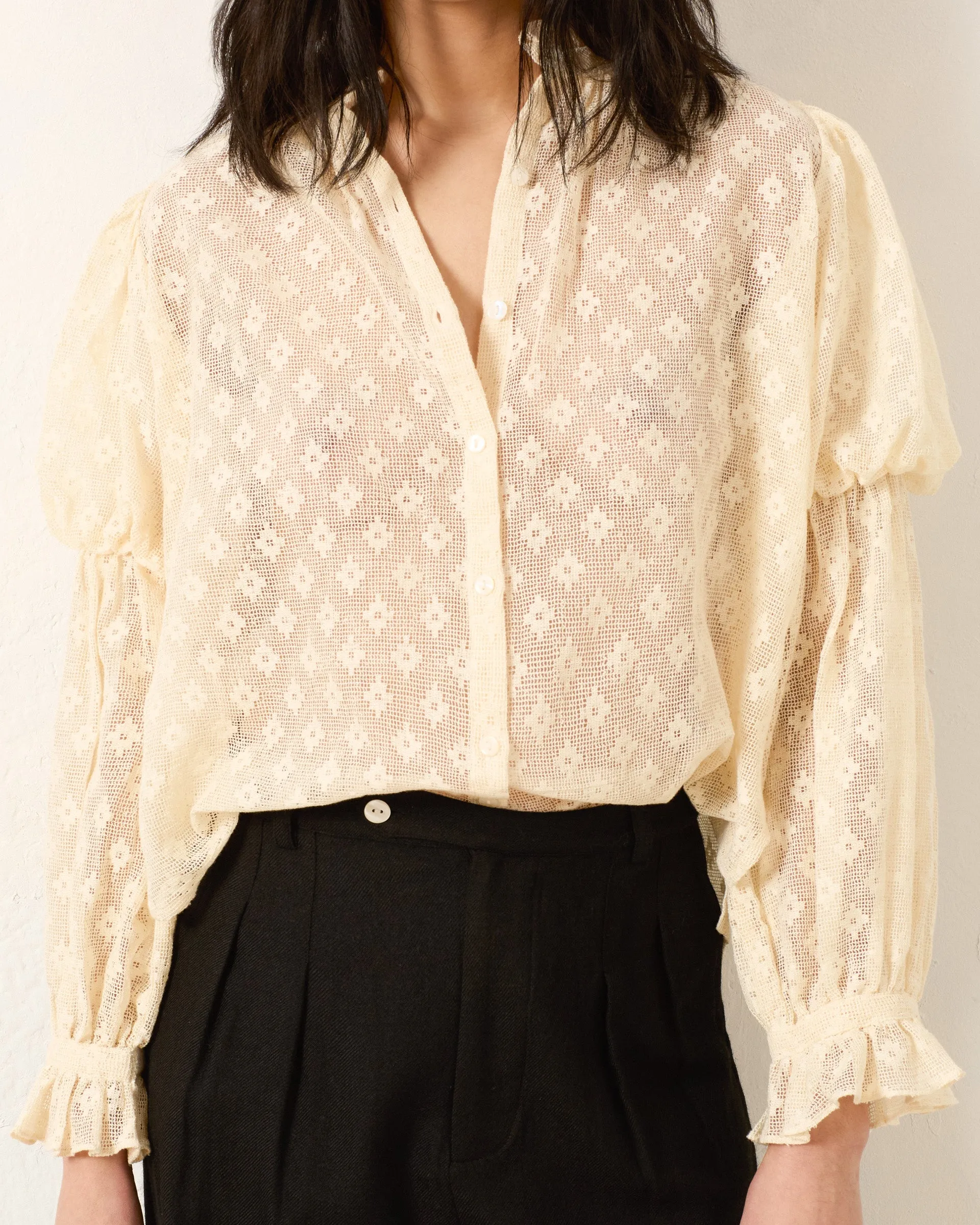 Mazie Antique Bone Lace Shirt sold by Alix of Bohemia product image thumbnail 4