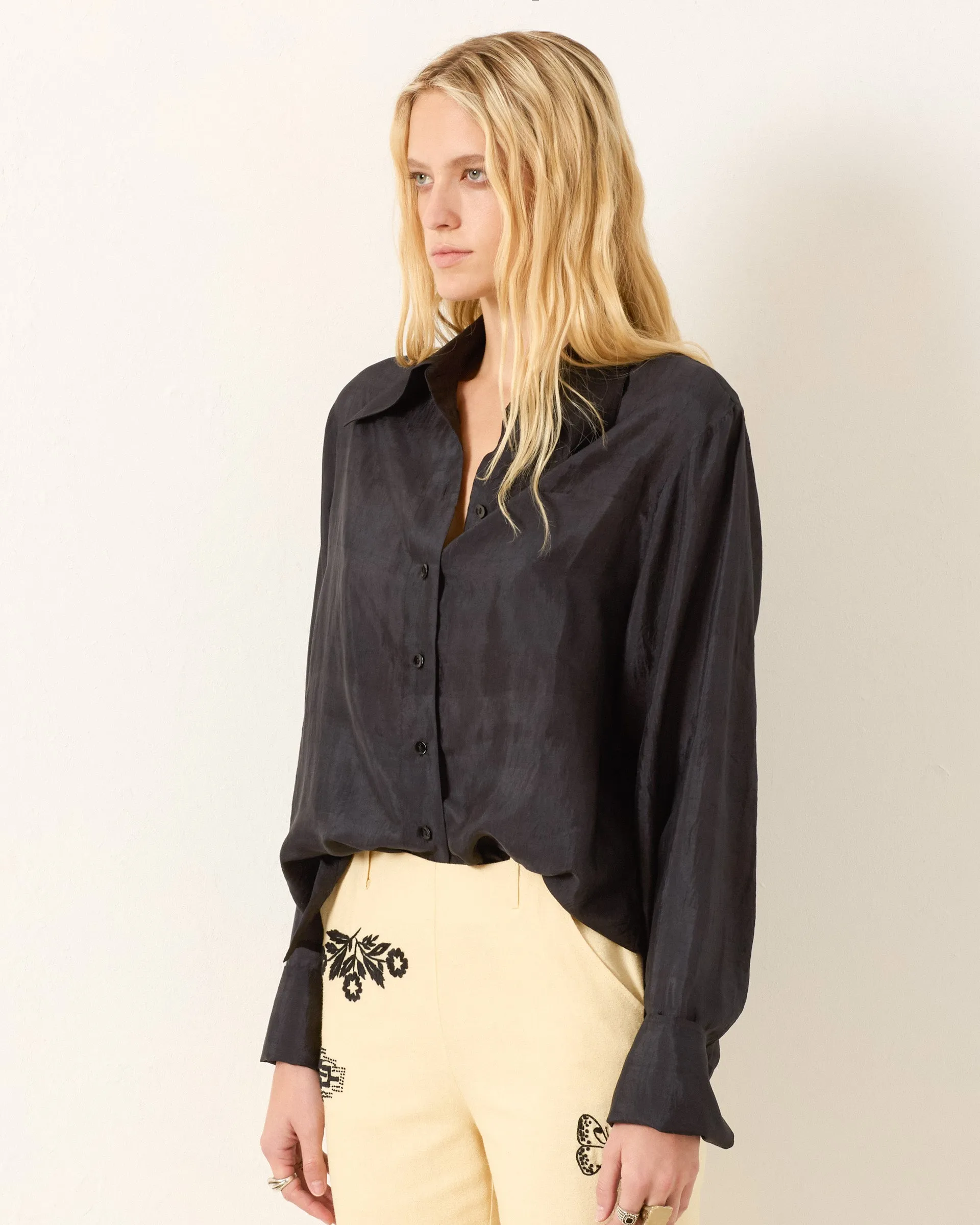 Dana Onyx Silk Shirt sold by Alix of Bohemia product image thumbnail 3