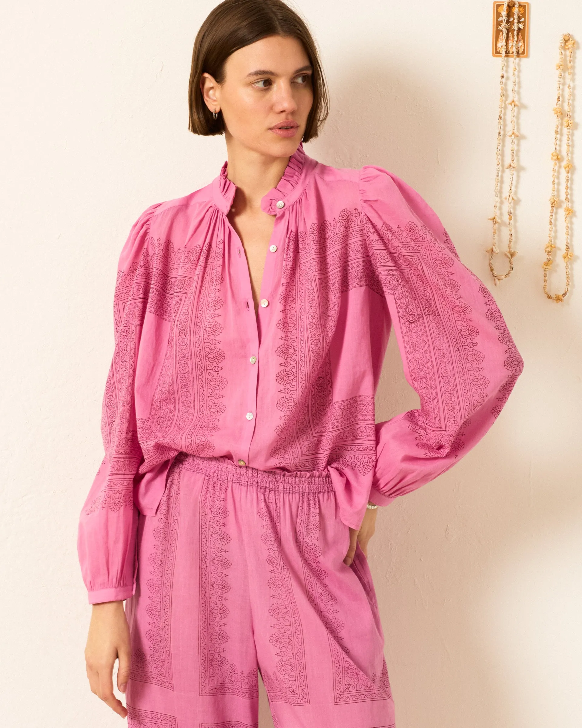 Annabel Fuchsia Tile Shirt sold by Alix of Bohemia