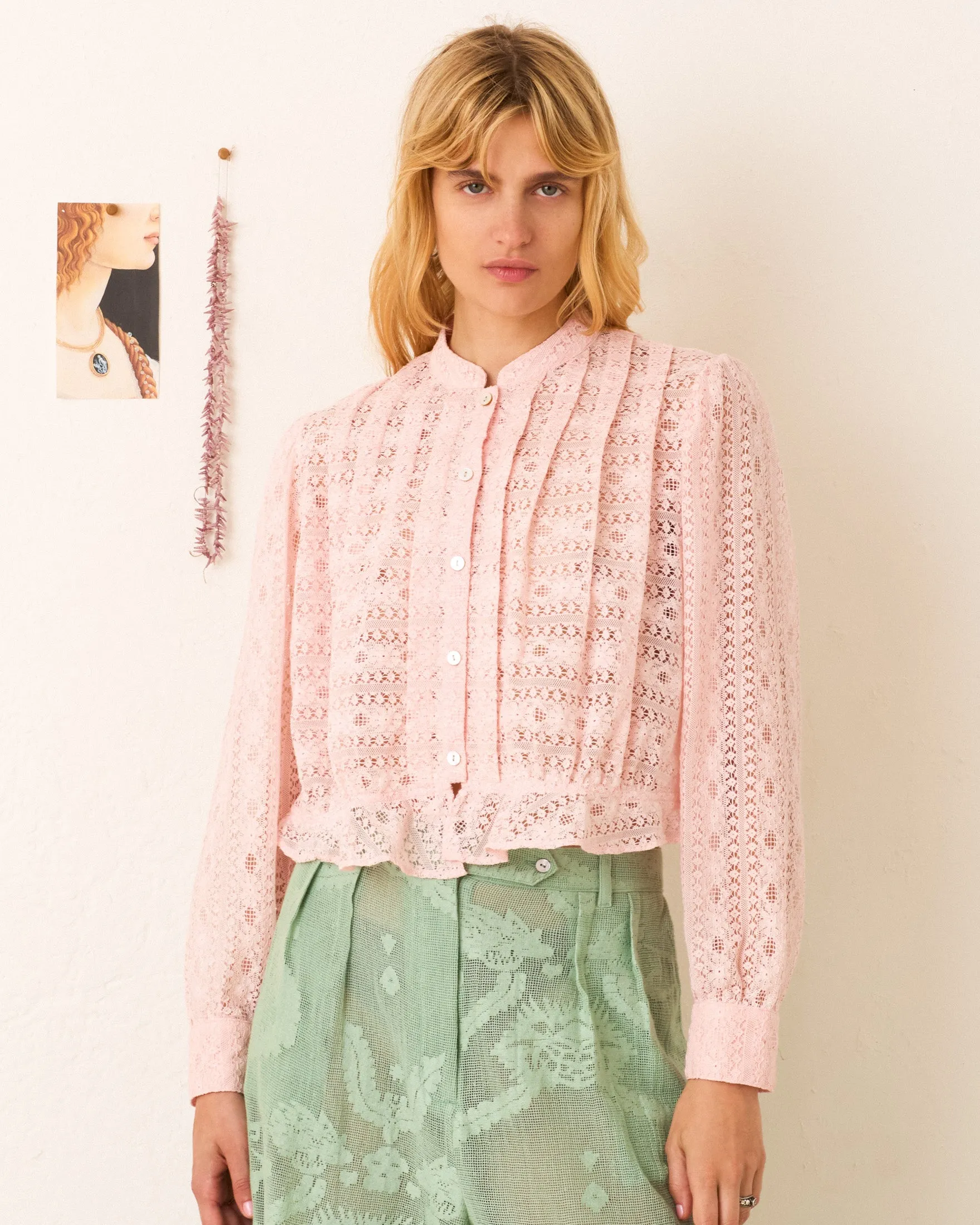 Ryland Blush Lace Shirt sold by Alix of Bohemia