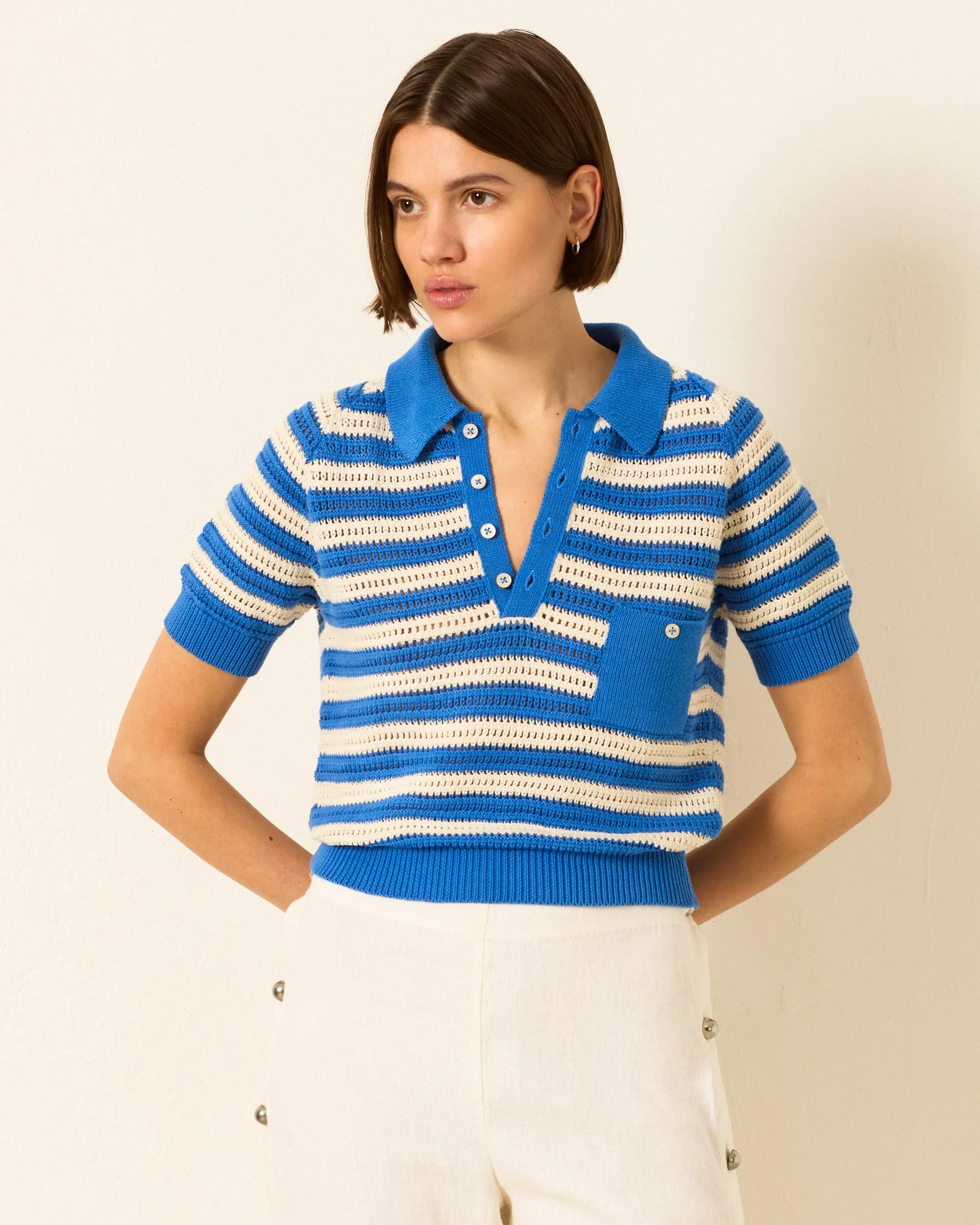 Lessi Nautical Crochet Top sold by Alix of Bohemia