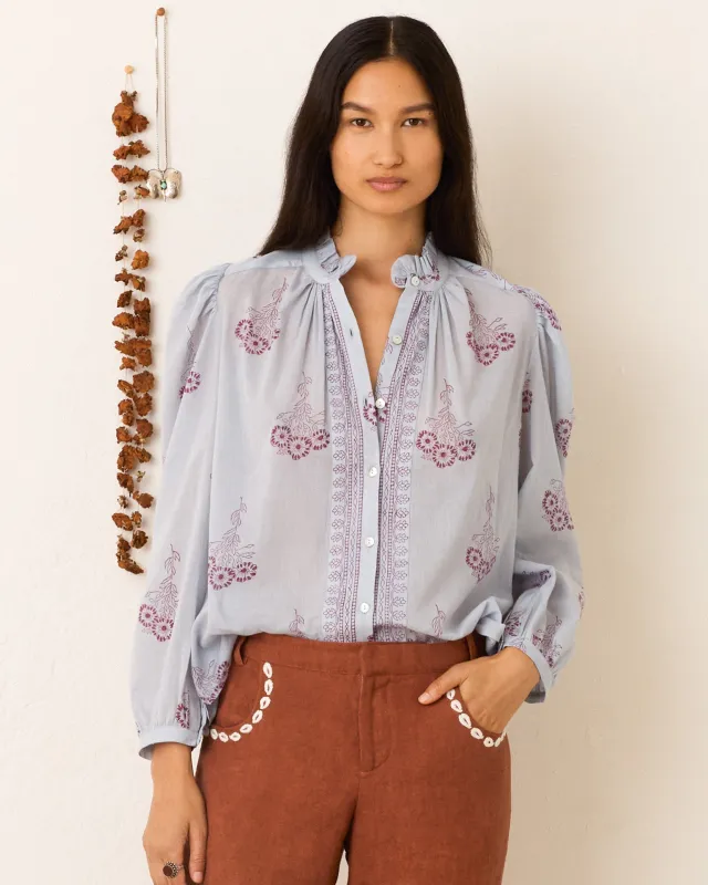 Annabel Pansy Sky Shirt sold by Alix of Bohemia