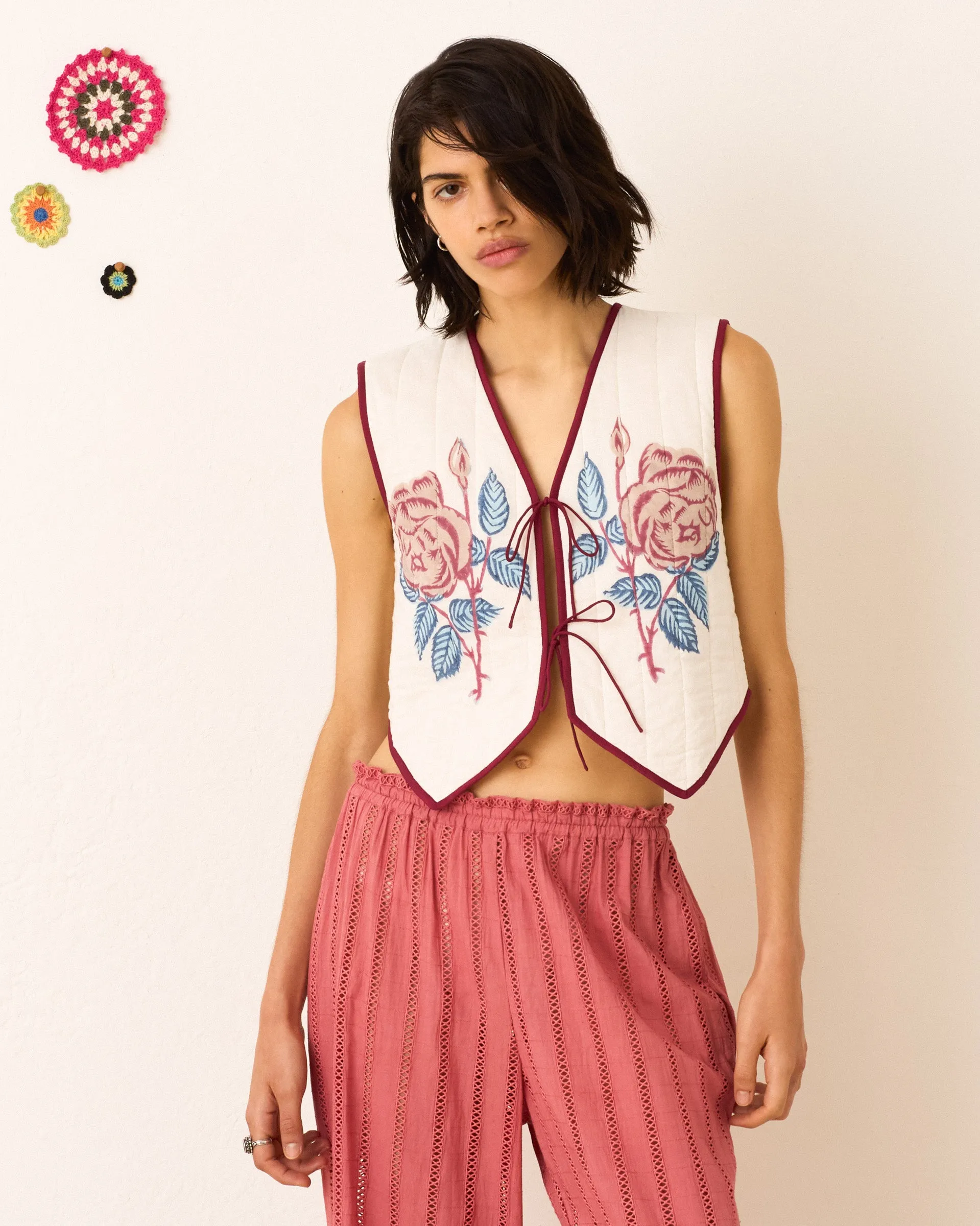 Tilda Faded Rose Vest sold by Alix of Bohemia