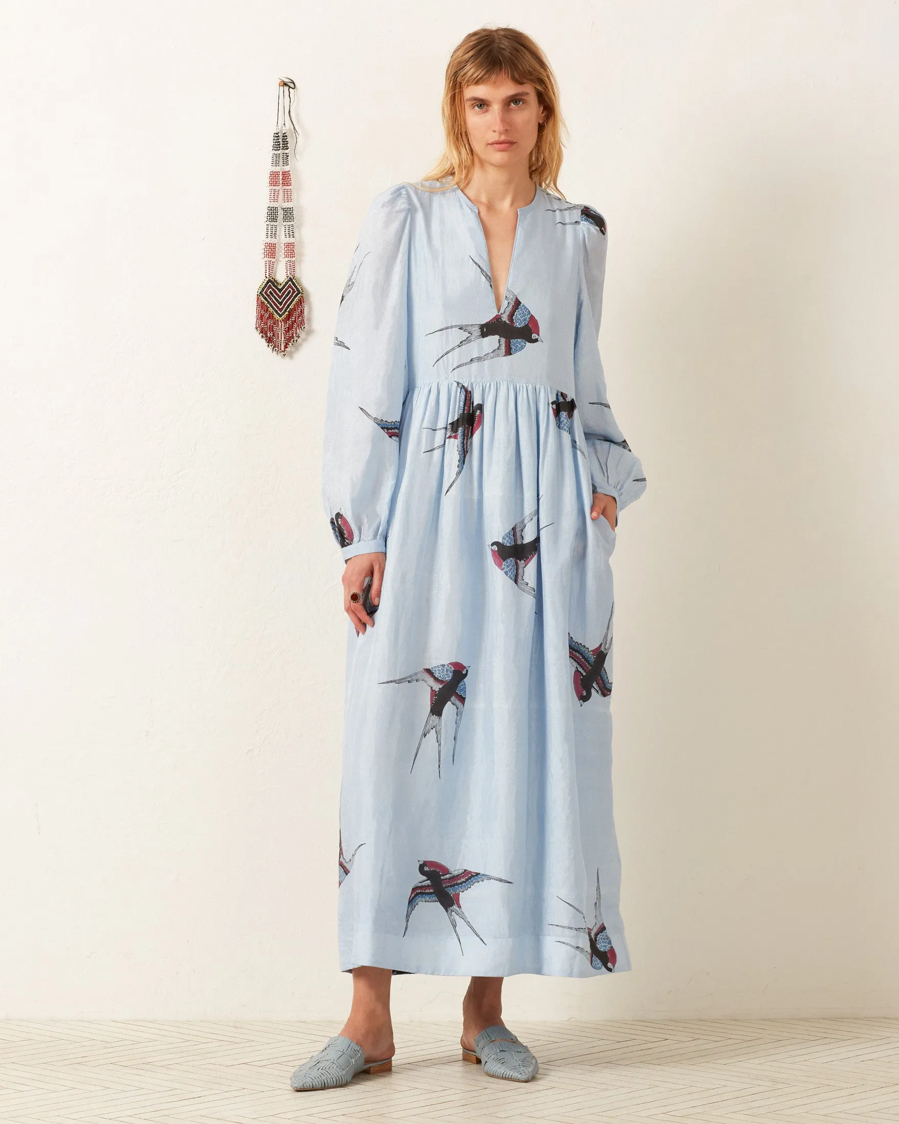 Winifred Swallow Silk Dress sold by Alix of Bohemia