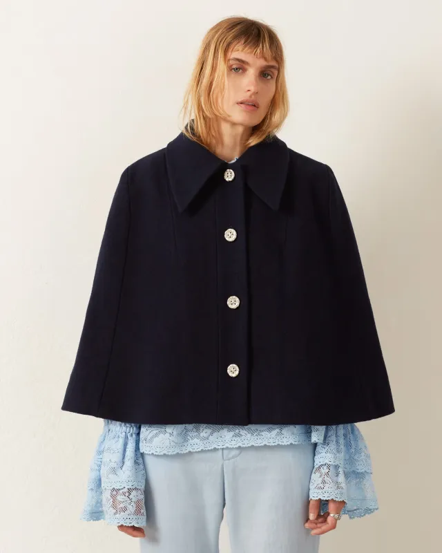 Kensington Midnight Wool Cape sold by Alix of Bohemia