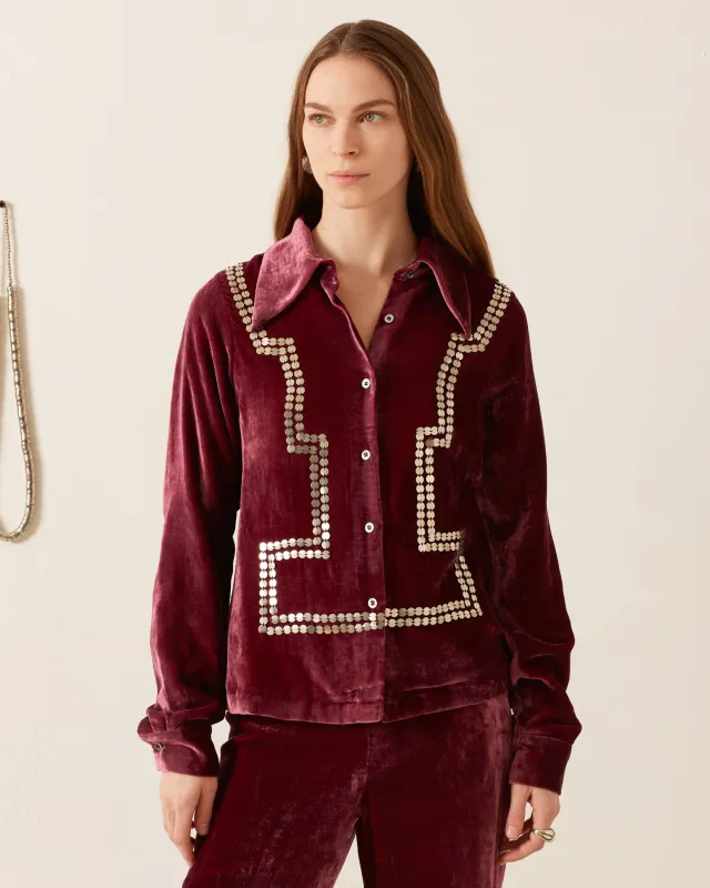 Dolly Plum Velvet Shirt sold by Alix of Bohemia