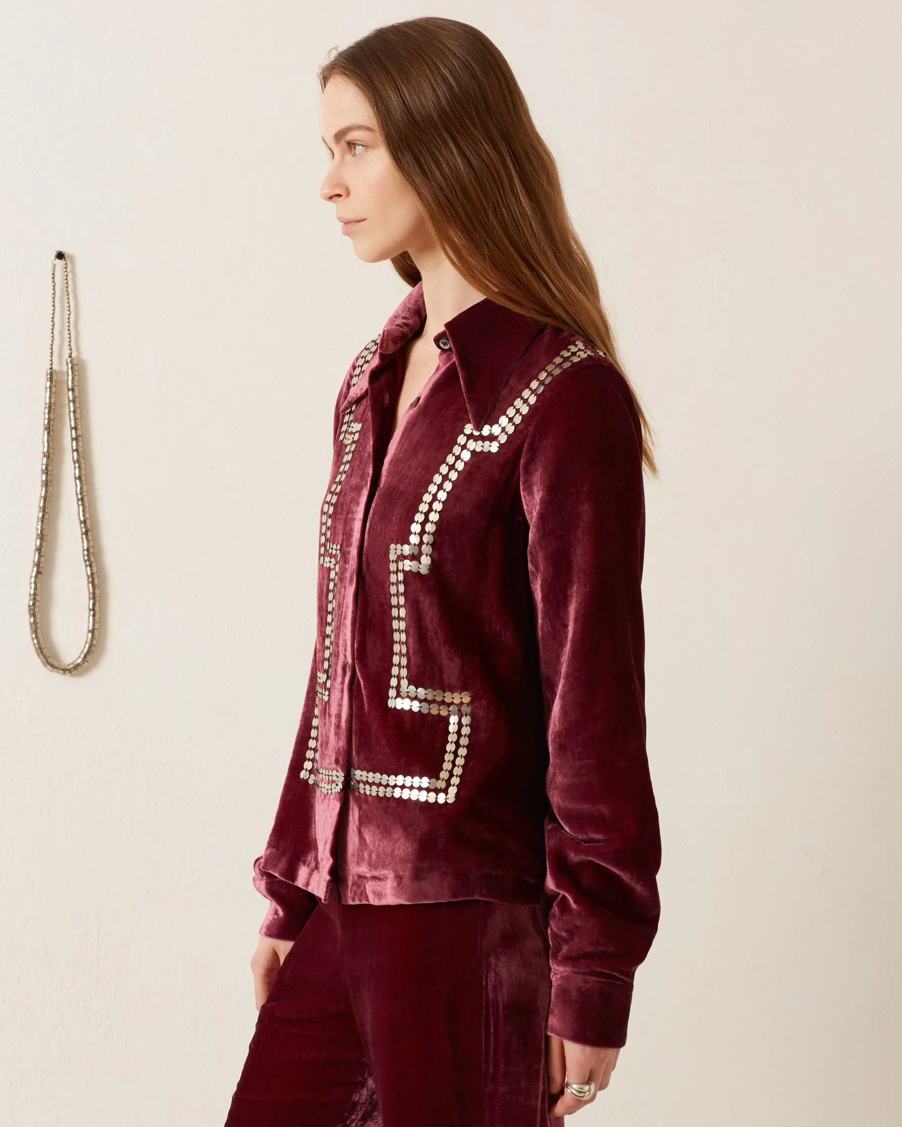 Dolly Plum Velvet Shirt sold by Alix of Bohemia product image thumbnail 3