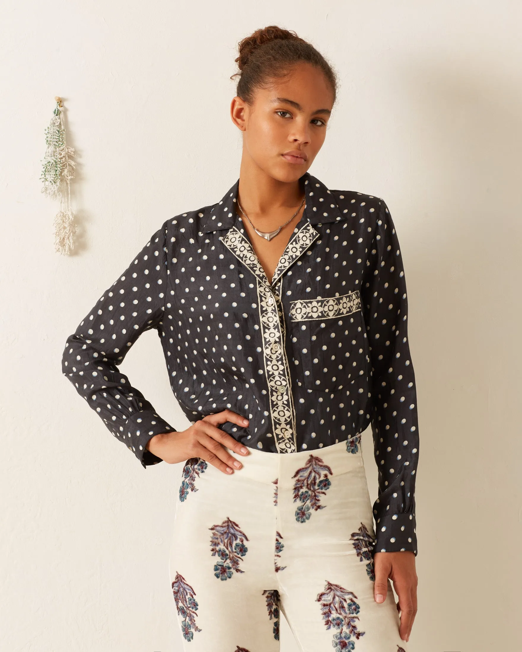 Patti Raven Dot Silk Shirt sold by Alix of Bohemia