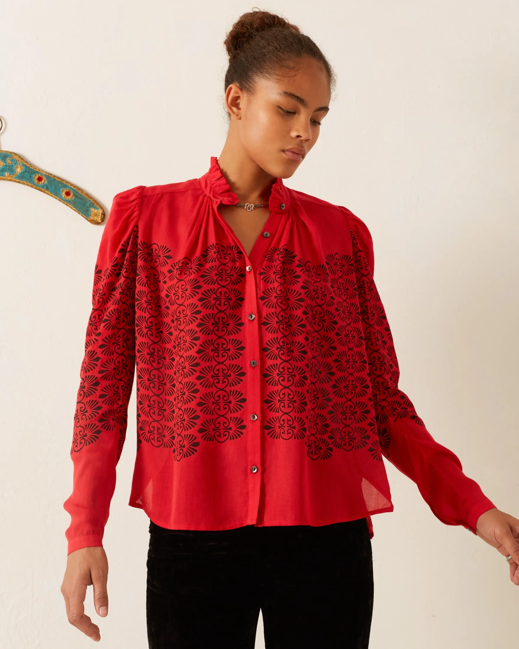 Artemis Cherry Trellis Shirt sold by Alix of Bohemia