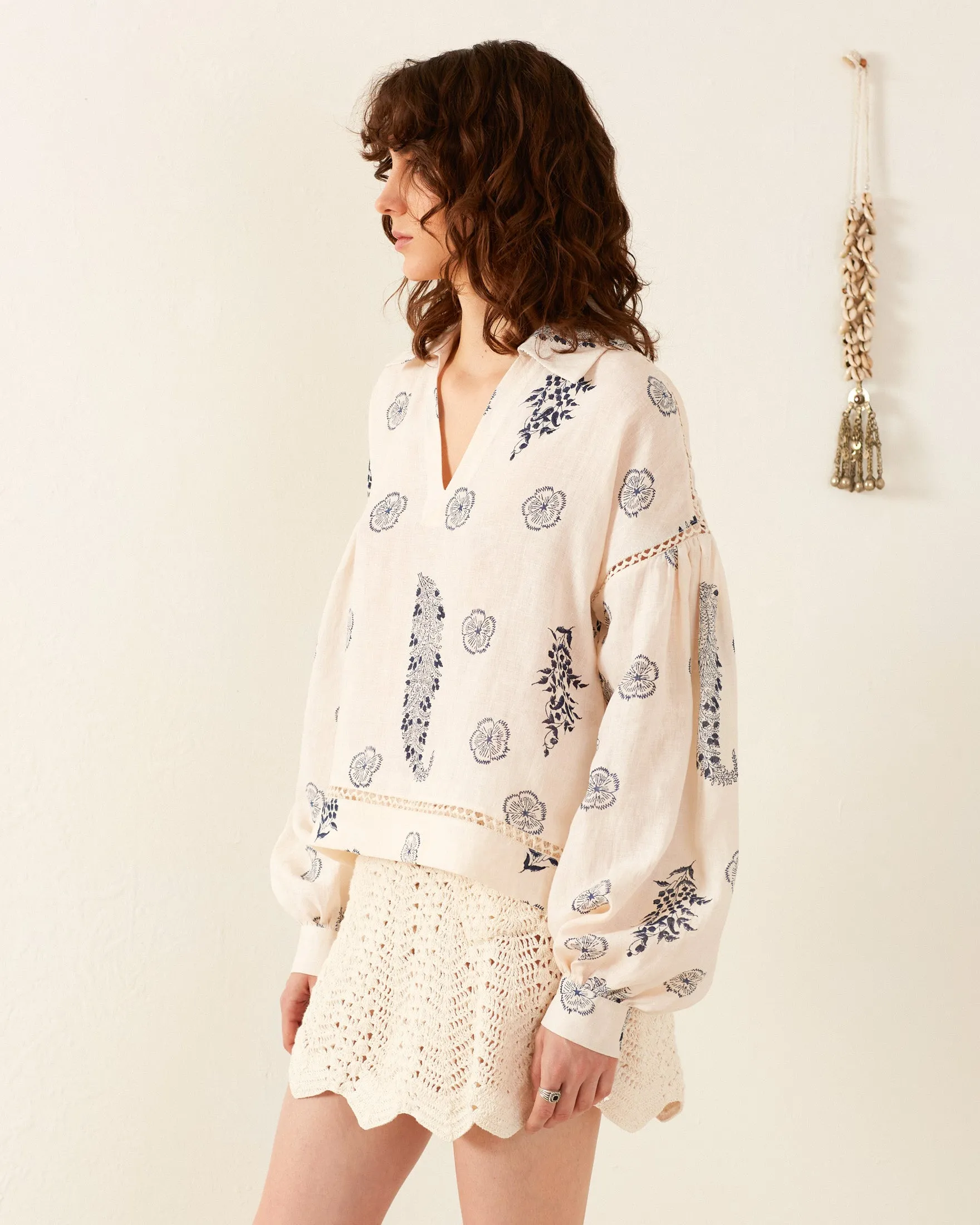Dylan Porcelain Linen Top sold by Alix of Bohemia