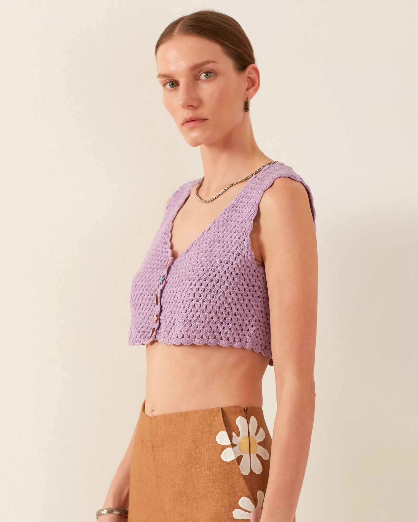 Ludi Lavender Crochet Top sold by Alix of Bohemia product image thumbnail 3