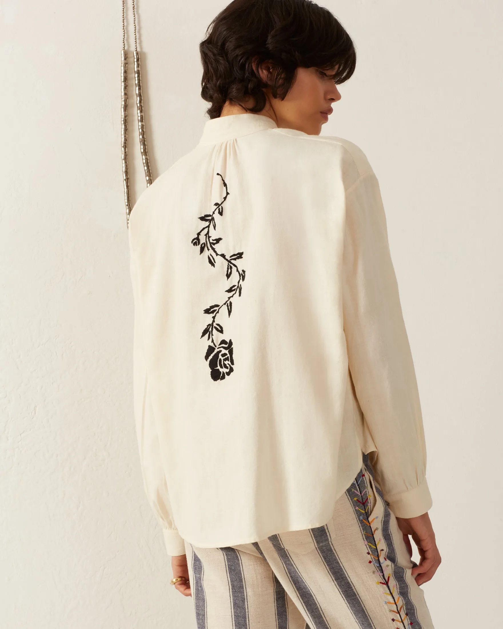 Kiki Noir Rose Embroidered Shirt sold by Alix of Bohemia product image thumbnail 3