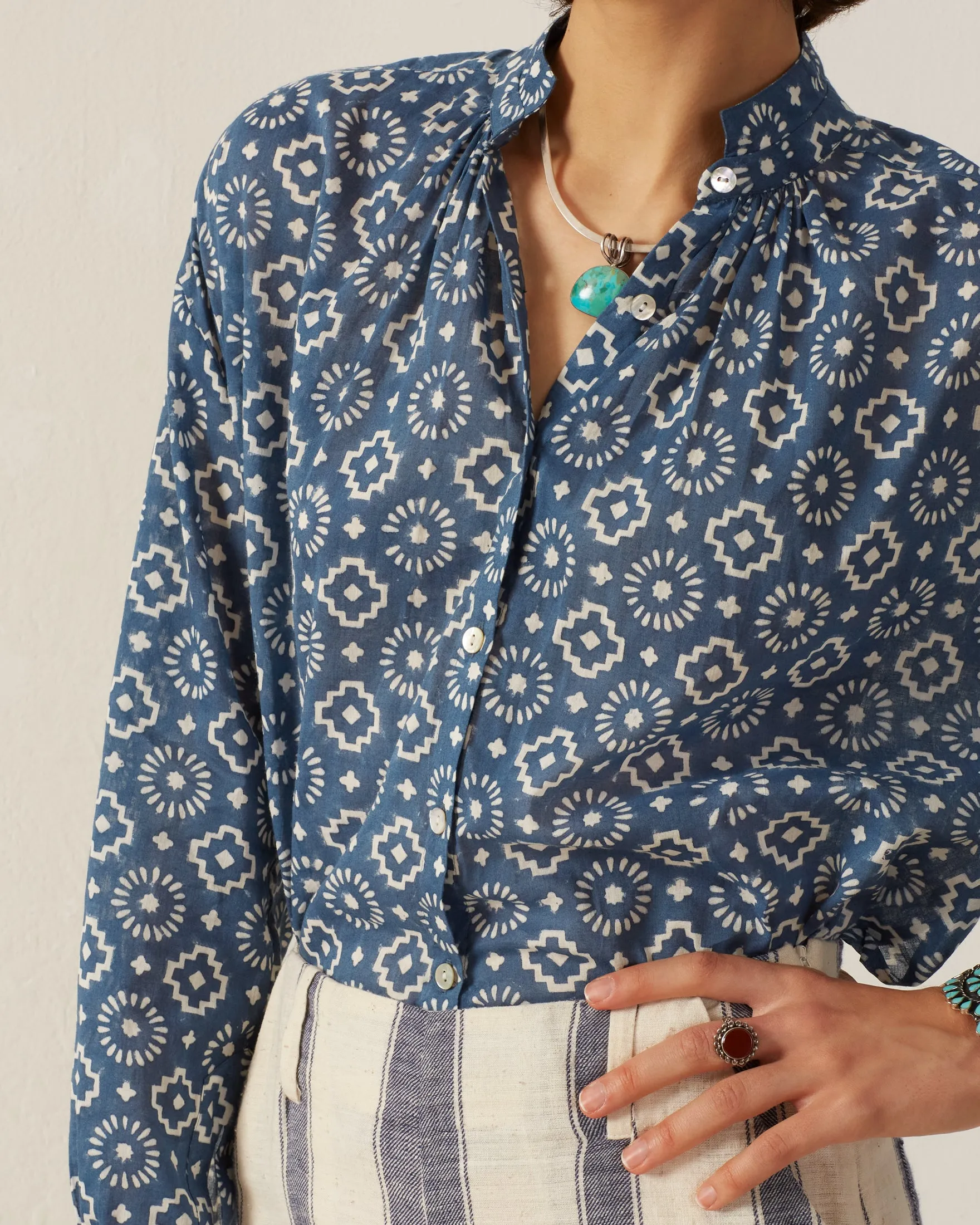 Kiki Indigo Mosaic Shirt sold by Alix of Bohemia product image thumbnail 3