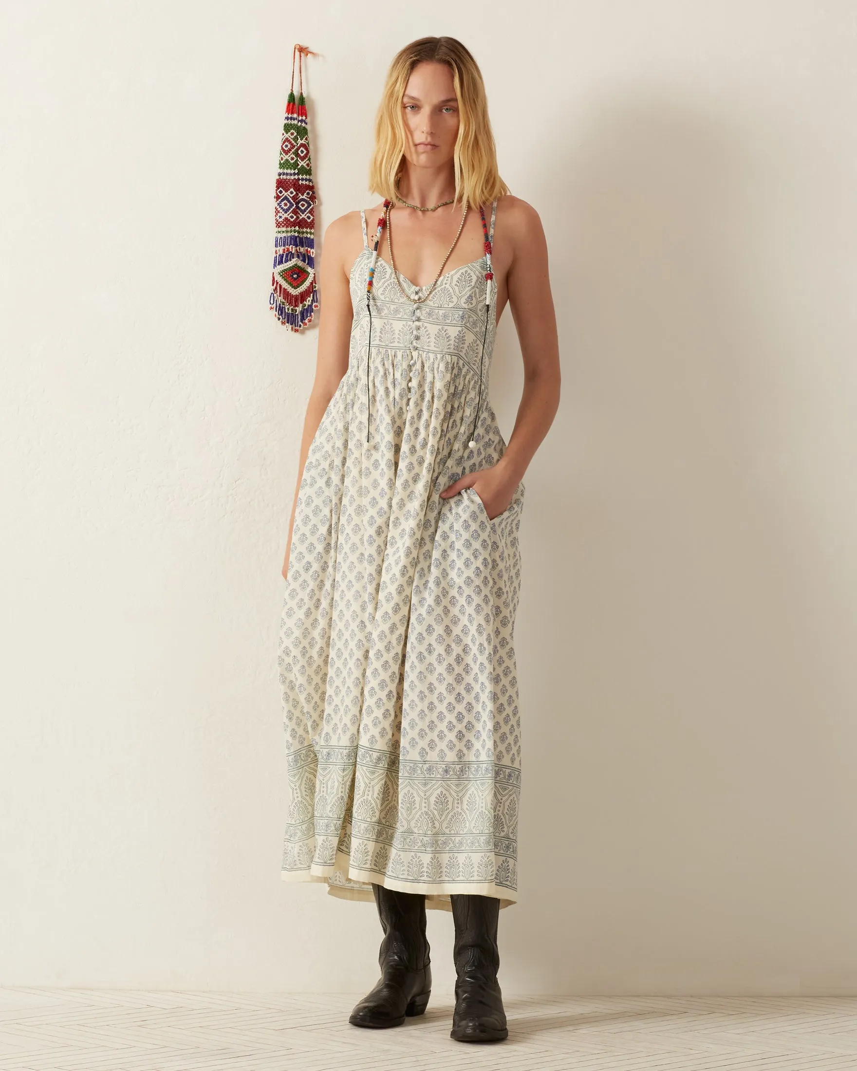 Skylar Delft Bhutti Dress sold by Alix of Bohemia