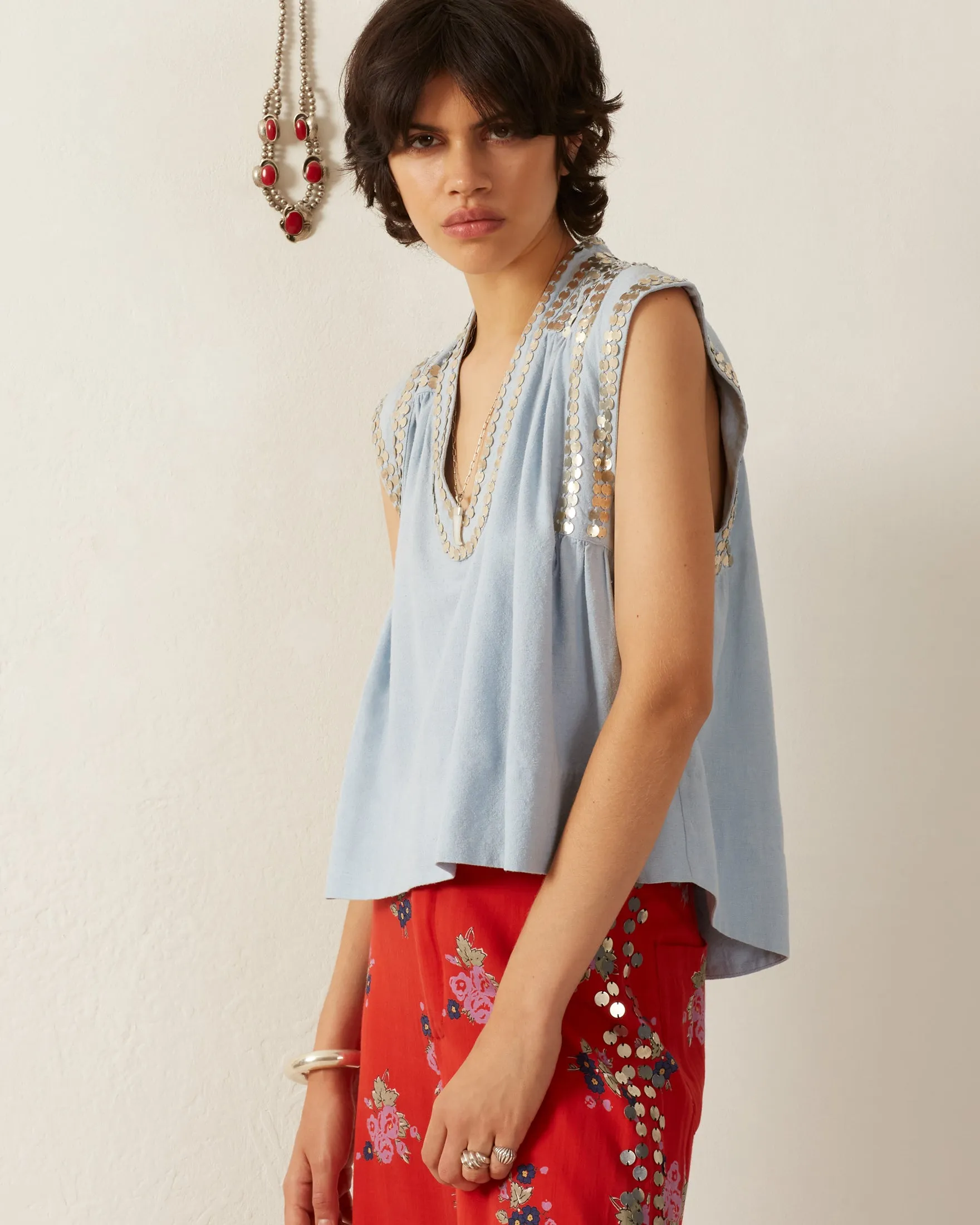 Nehru Silver Sky Top sold by Alix of Bohemia product image thumbnail 2