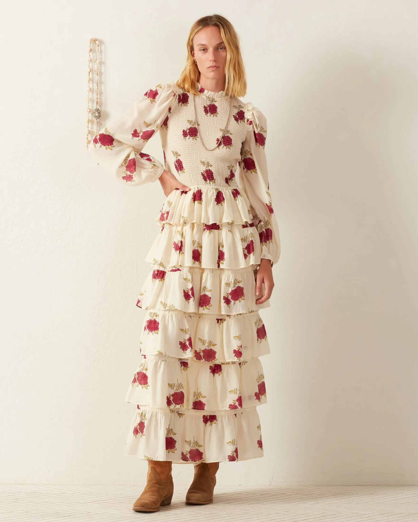 Shelby Cerise Rosette Dress sold by Alix of Bohemia