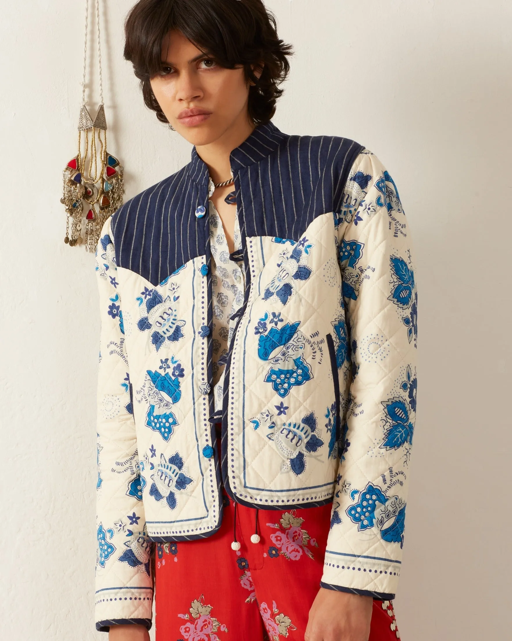 Claude Blue China Panel Jacket sold by Alix of Bohemia