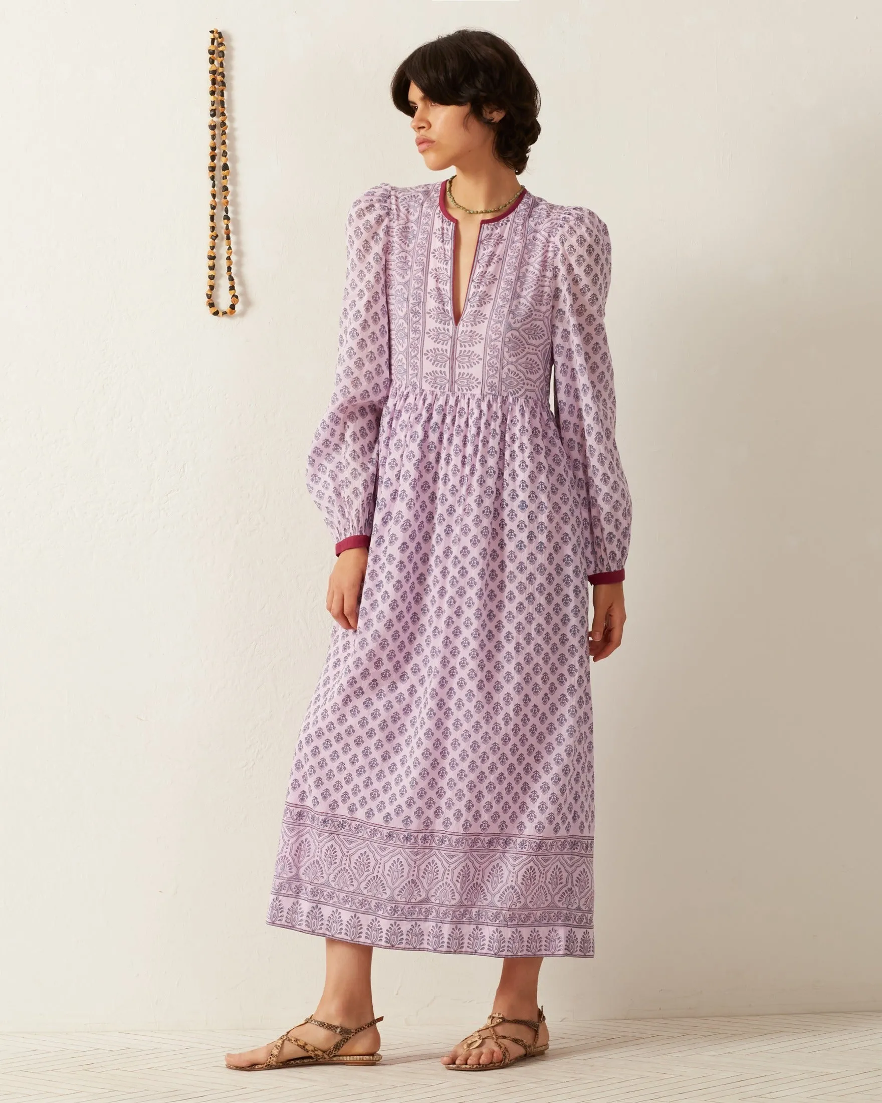 Winifred Lilac Bhutti Dress sold by Alix of Bohemia