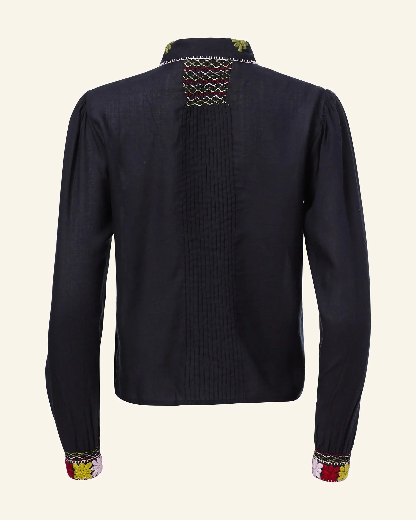 Priscilla Smoke Smocked Blouse sold by Alix of Bohemia product image thumbnail 4