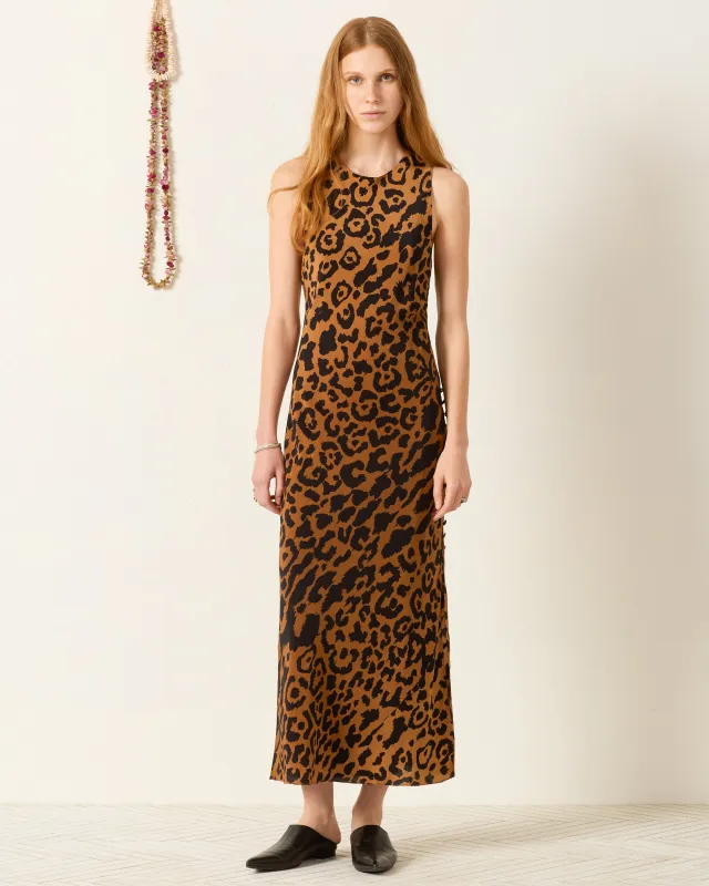 Adelaide Leopard Silk Dress made by Alix of Bohemia