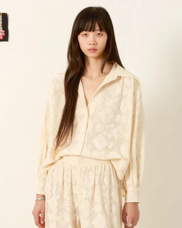 Emery Ecru Tetris Lace Shirt made by Alix of Bohemia