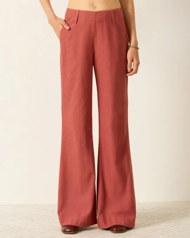 Charlie Red Ochre Silk Pant made by Alix of Bohemia