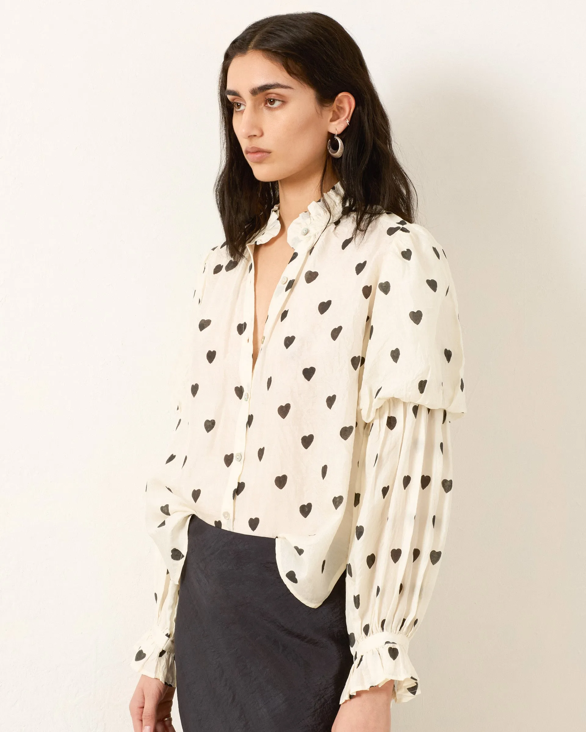 Mazie Onyx Heart Silk Shirt sold by Alix of Bohemia product image thumbnail 2