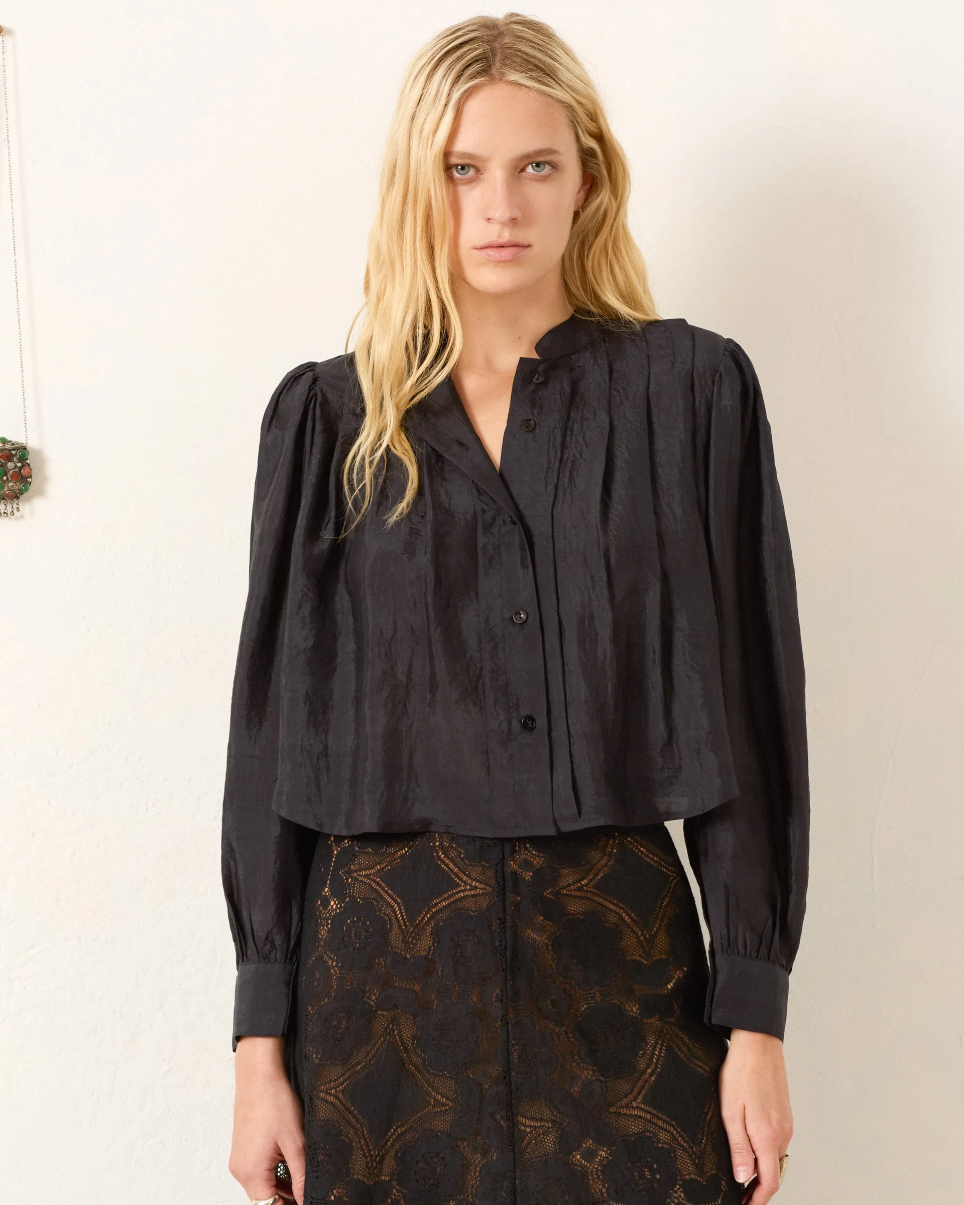 Ryle Onyx Silk Shirt sold by Alix of Bohemia