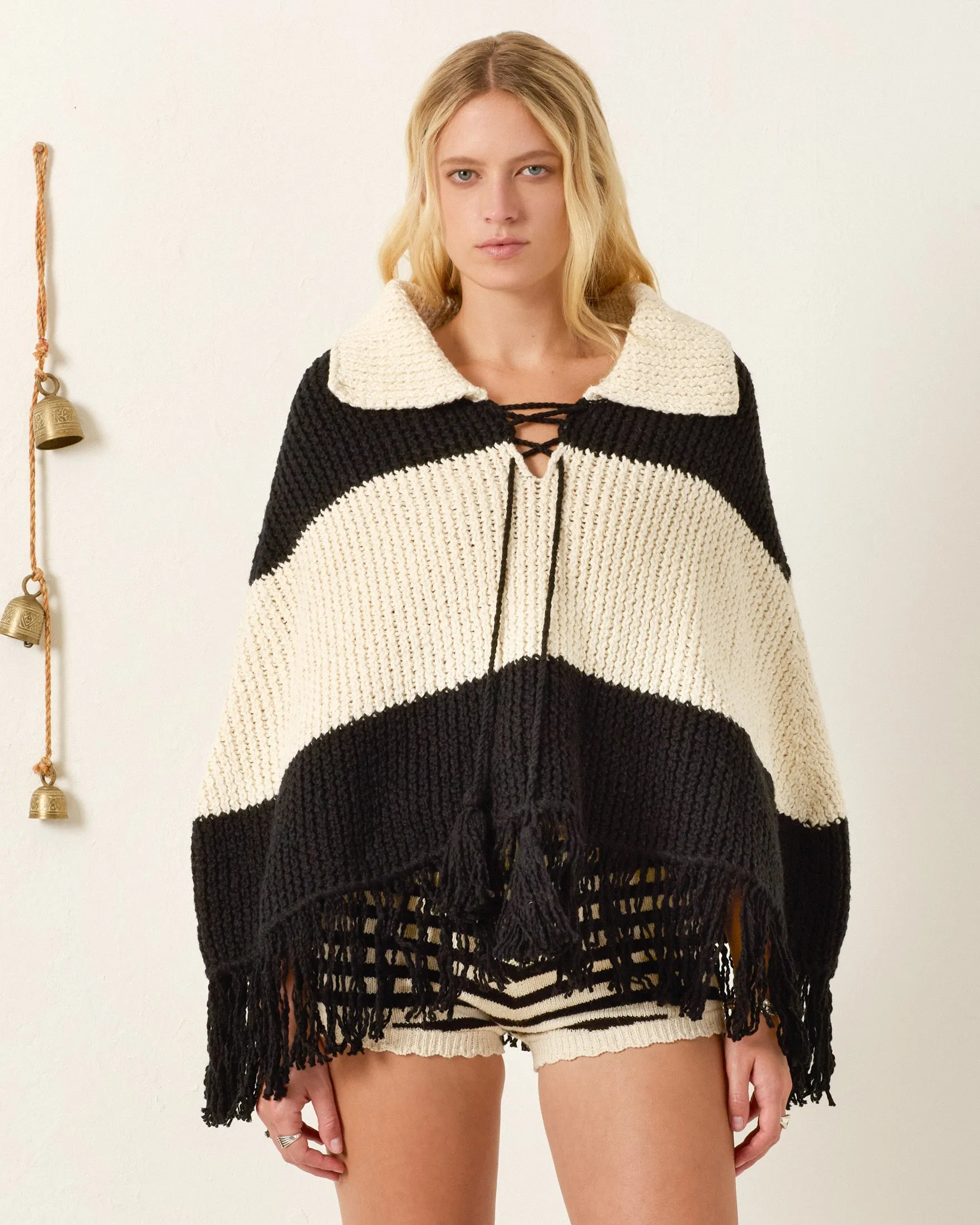 Faune Tuxedo Fringe Poncho sold by Alix of Bohemia