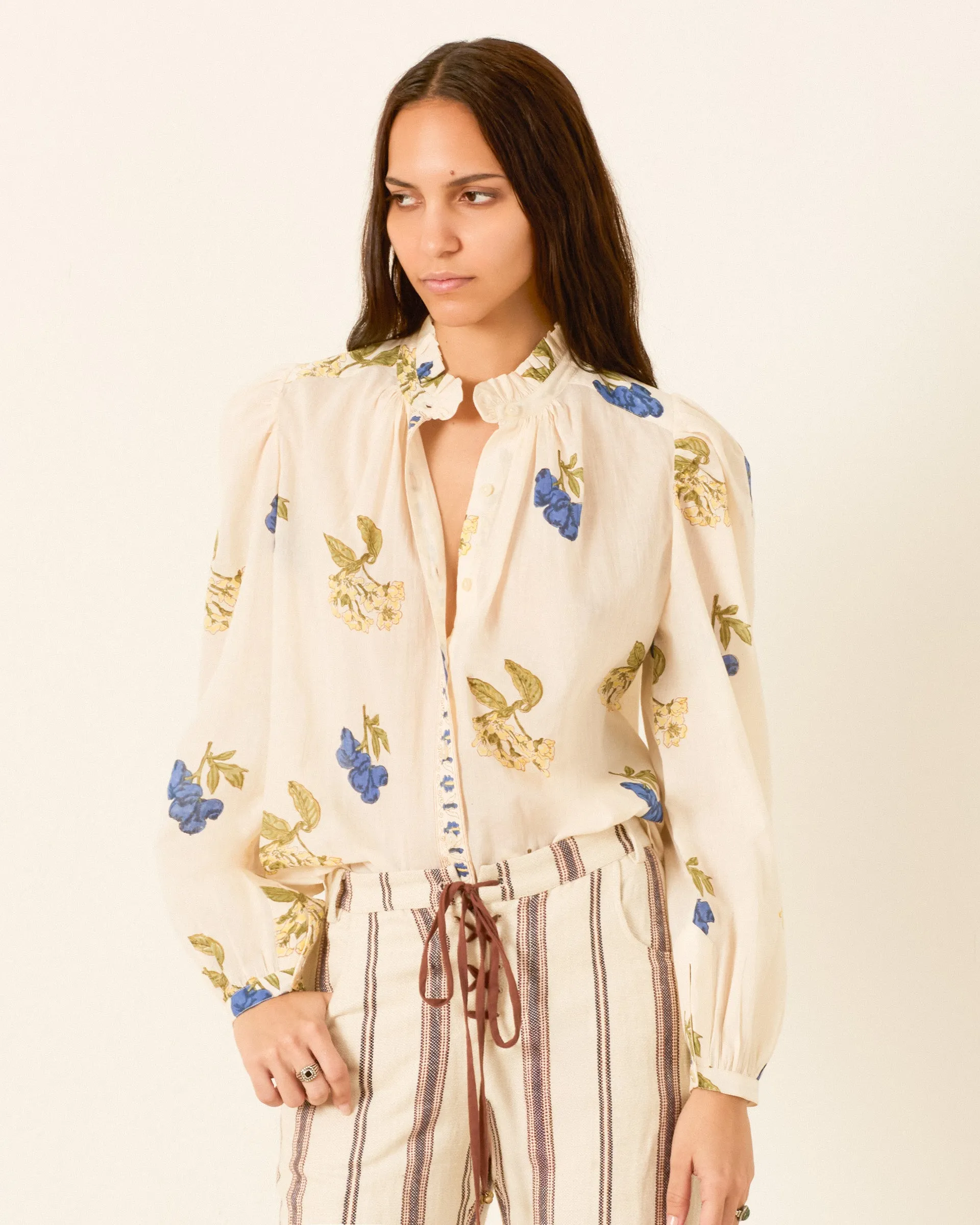Annabel Blueberry Flora Shirt sold by Alix of Bohemia