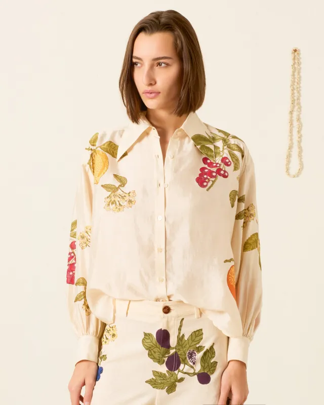 Emery Four Fruit Silk Shirt made by Alix of Bohemia