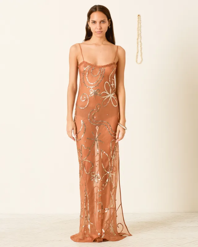 Athens Fawn Silk Coin Dress made by Alix of Bohemia