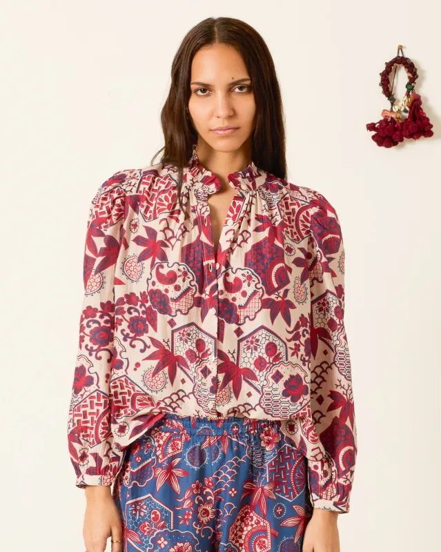 Annabel Crimson Hive Shirt made by Alix of Bohemia