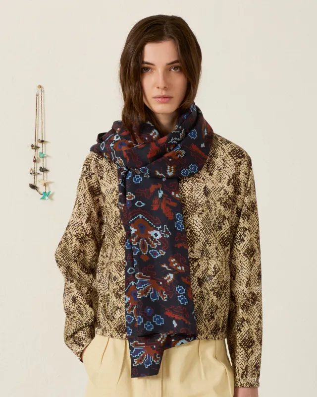 Pietra Indigo Kilim Silk Scarf made by Alix of Bohemia