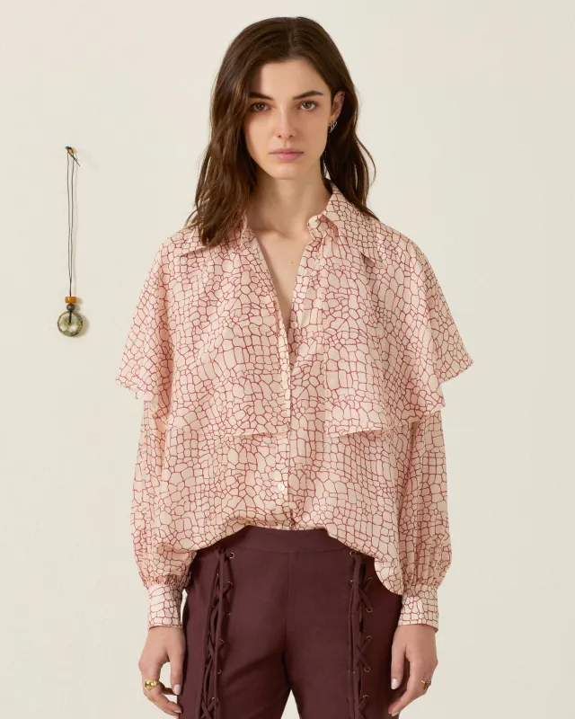 Eleanor Crocodile Silk Shirt made by Alix of Bohemia