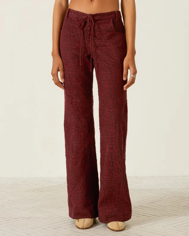 Cooper Auburn Crocodile Pant made by Alix of Bohemia