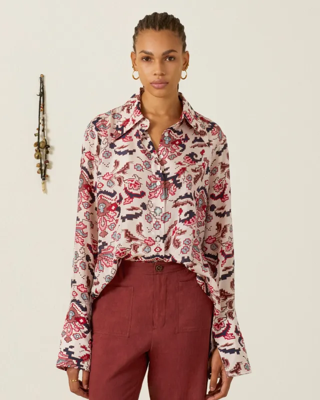 Dana Horizon Kilim Silk Shirt made by Alix of Bohemia