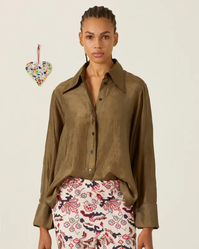 Dana Olive Branch Silk Shirt made by Alix of Bohemia