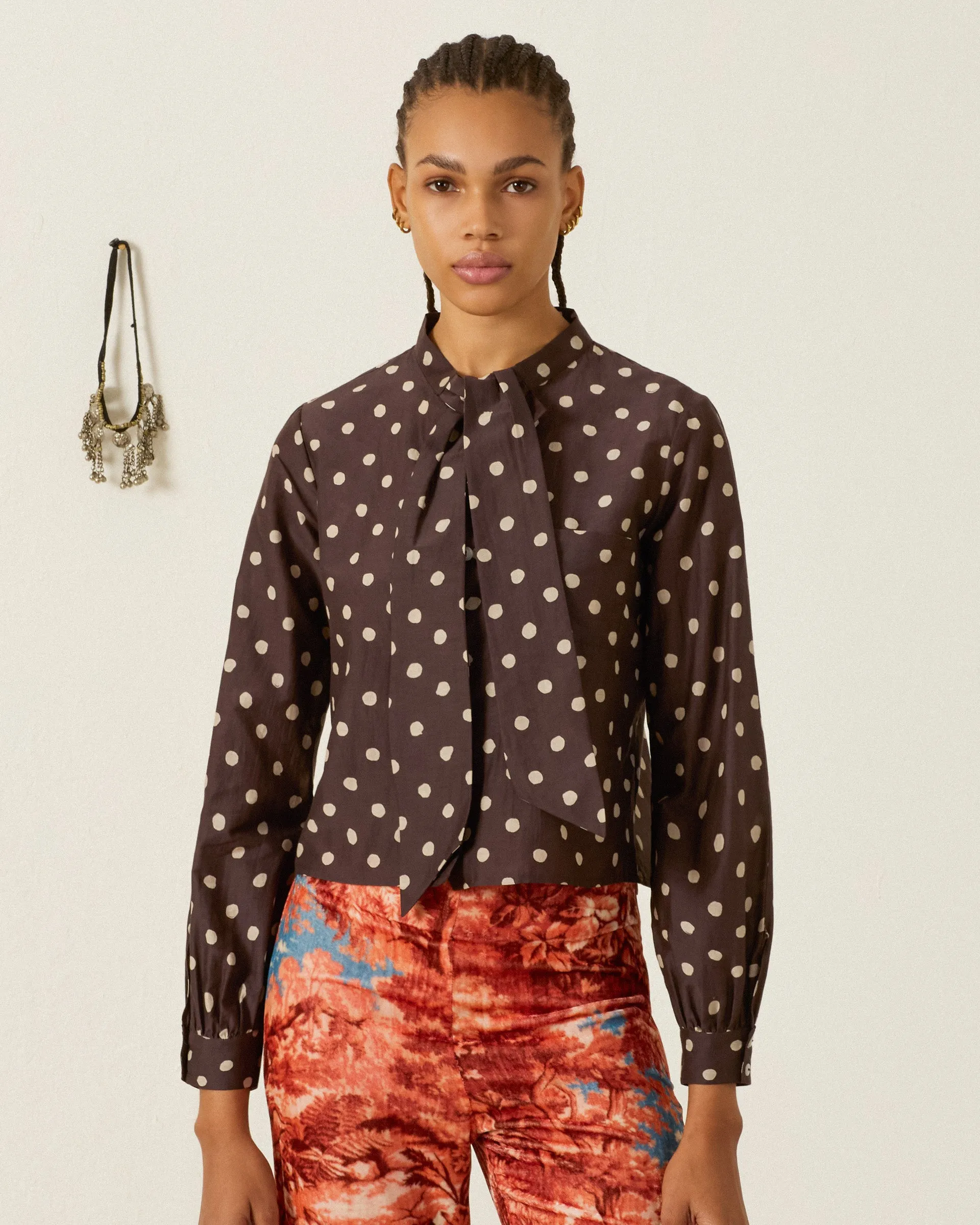 Molly Mahogany Dot Shirt sold by Alix of Bohemia
