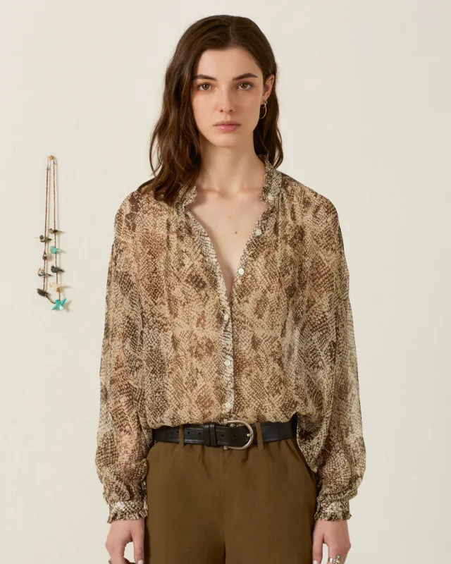 Poet Lemon Snakeskin Blouse made by Alix of Bohemia
