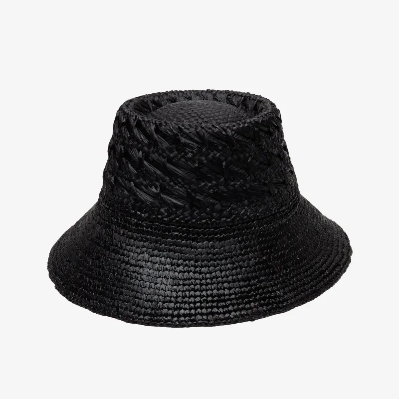 Fina Raffia Bucket in Black sold by Wyeth