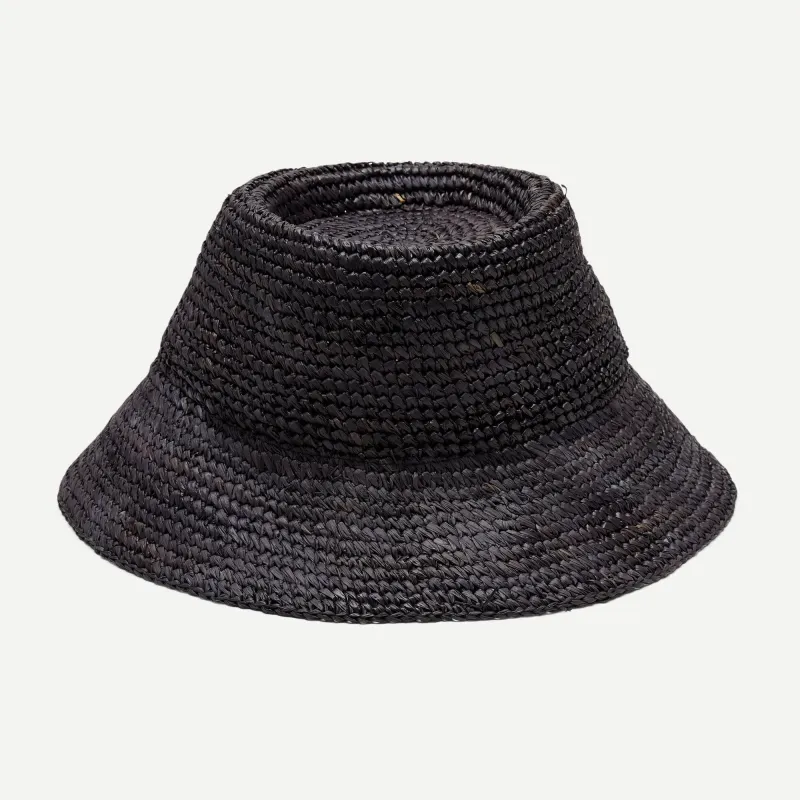Tali Raffia Bucket in Midnight Blue sold by Wyeth
