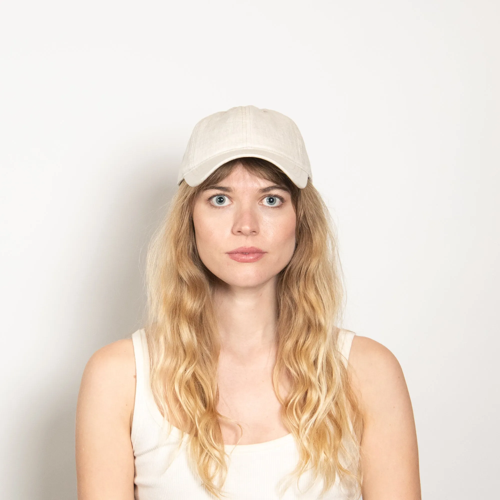Spencer Linen Dad Cap in Cream sold by Wyeth product image thumbnail 4