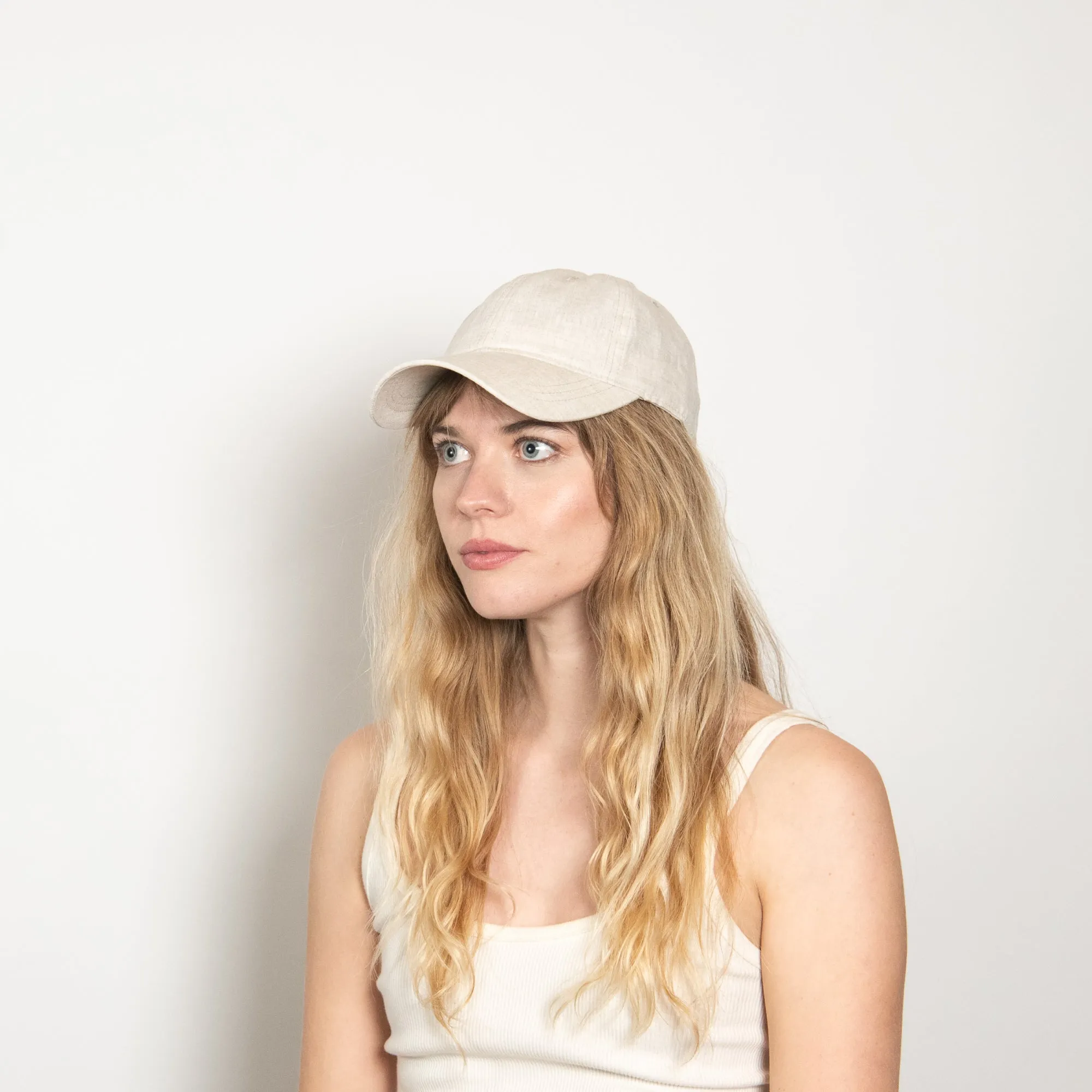 Spencer Linen Dad Cap in Cream sold by Wyeth product image thumbnail 2